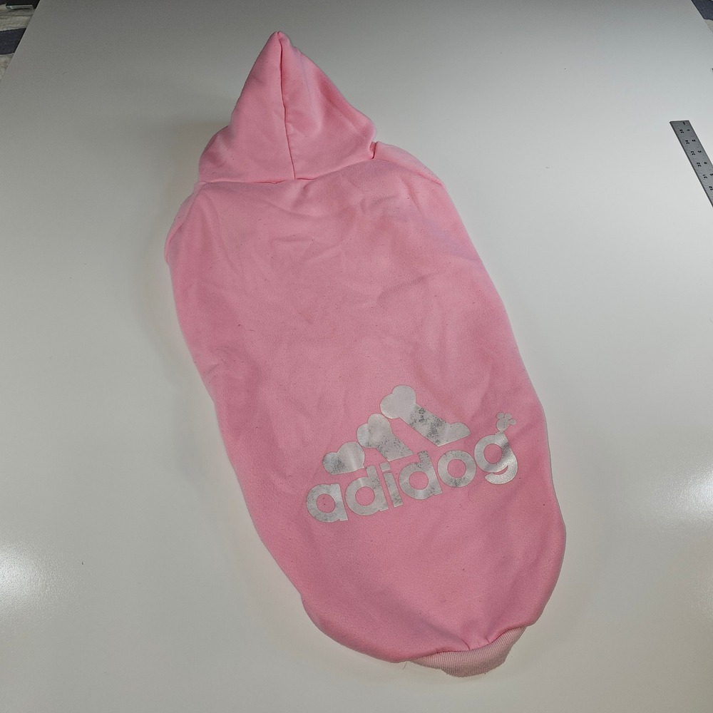 Adidog Pink Dog Hoodie Sweatshirt Pet Apparel Size Large